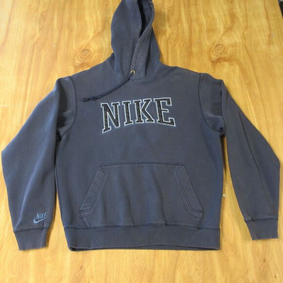 NIKE Navy Blue‎ Spellout VINTAGE Hoodie Sz M Grey Silver Tag Sweatshirt 90s Y2K - Picture 2 of 14